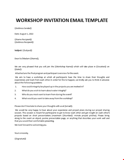 Workshop Invitation Email