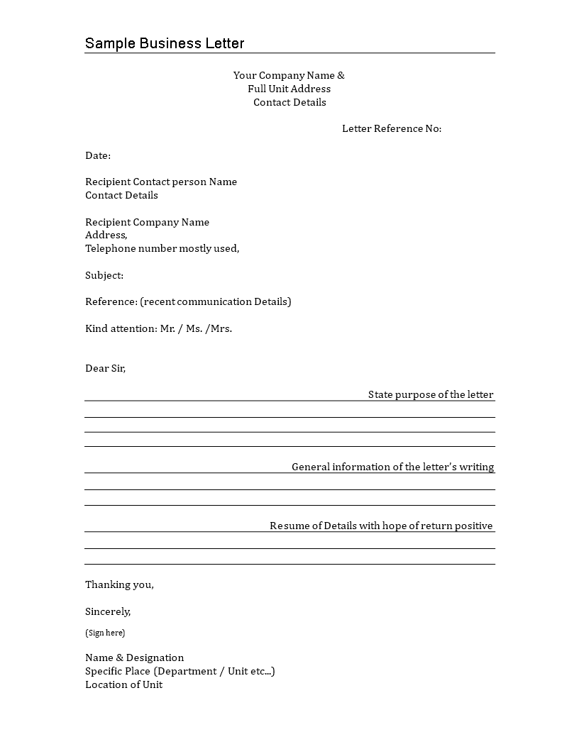 Professional Business Letter Template Professional Business Letter Template