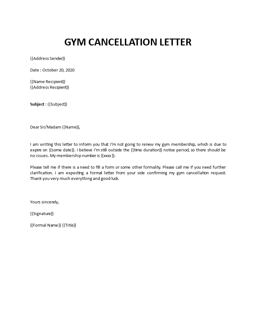 How to write a Gym cancellation letter?