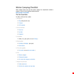 Winter Camping Checklist example document template