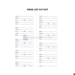 Email Contact List example document template 
