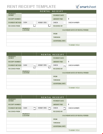 Rent Receipt | Payment Received for Property