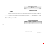 Project Schedule Management Plan Template example document template
