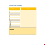 Cornell Notes Template - Organize Your Notes and Topics Easily example document template