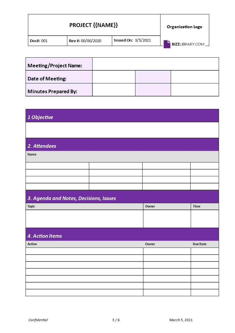 project meeting minutes sample