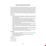 Architect Manager Job Description example document template