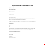 Quotation Acceptance Letter example document template