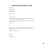 Quotation Acceptance Letter example document template 