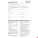 Create a Custom Birth Plan | Physician Preferred | Mercy Templates example document template