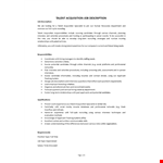 Talent Acquisition Job Description example document template