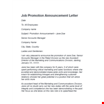 Promotion Letter Template for Marketing | Company Promotion Sample example document template