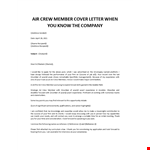 Air Crew Member cover letter example document template