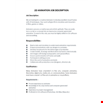 Animator Job Description example document template