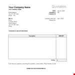 Customizable Quote Template for Your Company - Free Download example document template