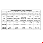 Kindergarten Daily Schedule Template Word example document template