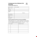 Church Caretaker Job Application Form example document template