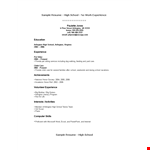 Teenage Resume No Job Experience example document template