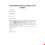 Offer Acceptance Letter example document template