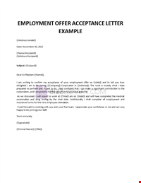 Offer Acceptance Letter