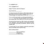 Promotion Letter Template | Customizable for Managers via Email example document template
