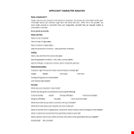 Applicant Character Analysis example document template