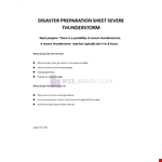 Disaster Preparation Sheet Severe Thunderstorm example document template
