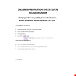 Disaster Preparation Sheet Severe Thunderstorm example document template 