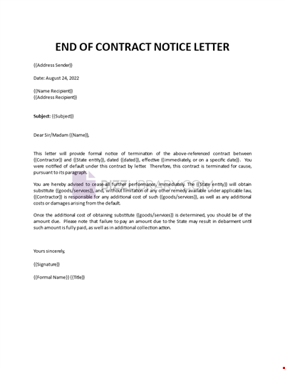 End of Contract Notice