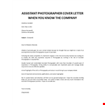 Photographer Assistant Cover letter  example document template