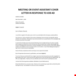Meeting Assistant job application letter example document template