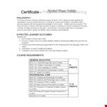 Physical Fitness Training Certificate example document template