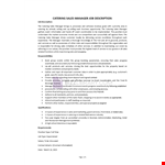 Catering Sales Manager Job Description example document template