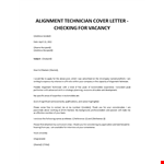 Alignment Technician Application Letter example document template
