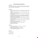 Electric Engineer Job Description example document template