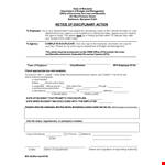 Employee Disciplinary Action Form | Personnel & Department Action example document template