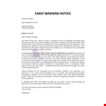 Early Warning Notice Template