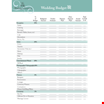 Free Download Wedding Budget Planner - Track Budget, Amount, Deposit, and Gifts example document template 