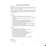 Finance Manager Job Description example document template