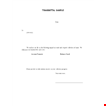 Easy-to-Use Letter of Transmittal Template - Simplify Your Document Transfer Process example document template