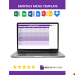 Monthly Menu Planner example document template