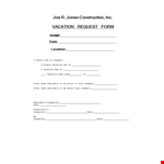 Request Vacation Easily with Our Signature Vacation Request Form example document template