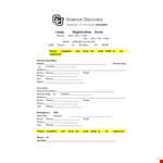 Printable Science Discovery Camp Registration Form Template example document template