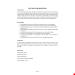 Post Office Job Description example document template