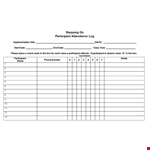 Attendance Log Template for Tracking Participant Attendance example document template