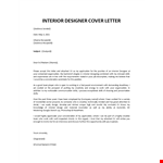 Interior Designer Cover Letter example document template
