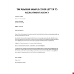 Tax Advisor cover letter example document template