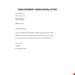 Letter of Employment Verification example document template