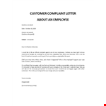 Customer complaint letter about an employee example document template