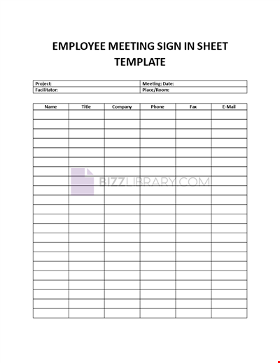 Employee Meeting Sign In Sheet Template