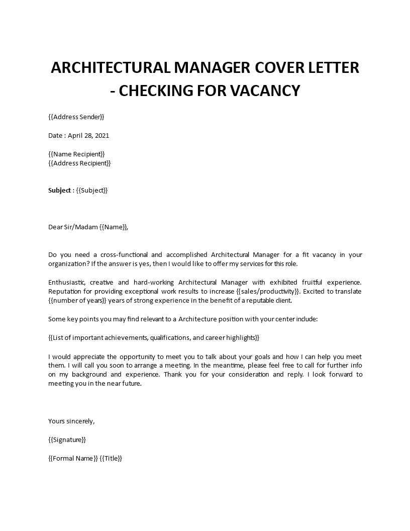 architectural manager cover letter Main Image architectural manager cover letter